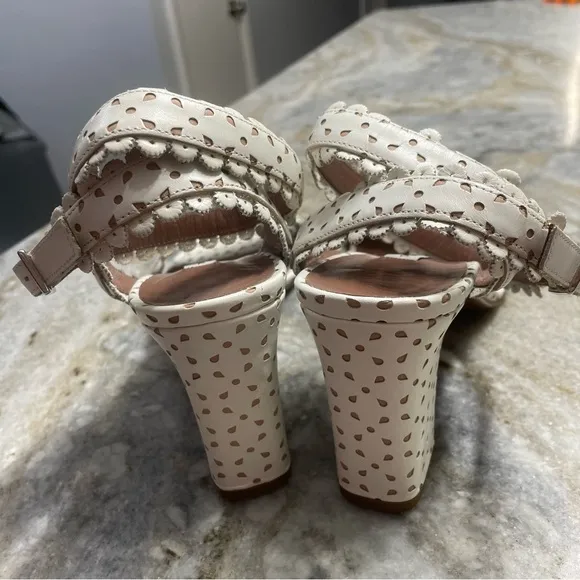 TABITHA SIMMONS LETICIA White Perforat Leather Eyelet Sandals Shoes Women’s 40