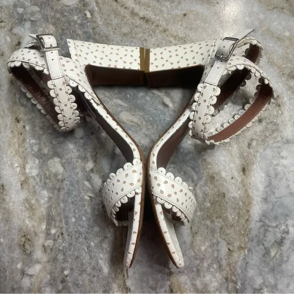 TABITHA SIMMONS LETICIA White Perforat Leather Eyelet Sandals Shoes Women’s 40