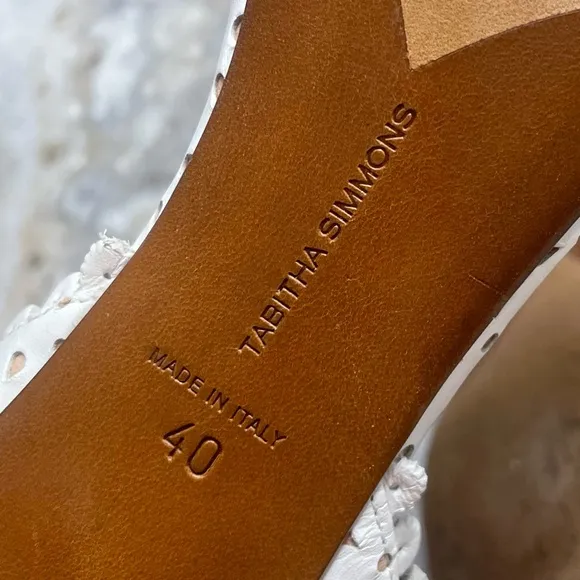 TABITHA SIMMONS LETICIA White Perforat Leather Eyelet Sandals Shoes Women’s 40