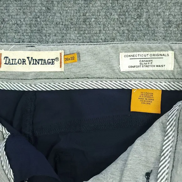 Tailor Vintage Pants 36x32 Mens Canaan Slim Fit Performance Casual Stretch Navy