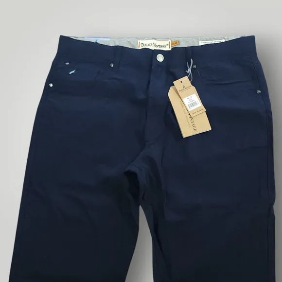 Tailor Vintage Pants 36x32 Mens Canaan Slim Fit Performance Casual Stretch Navy