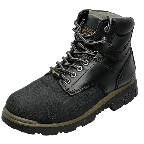 TEXAS STEER Maximus Steel Toe Black Safety Boots Men's Size 8