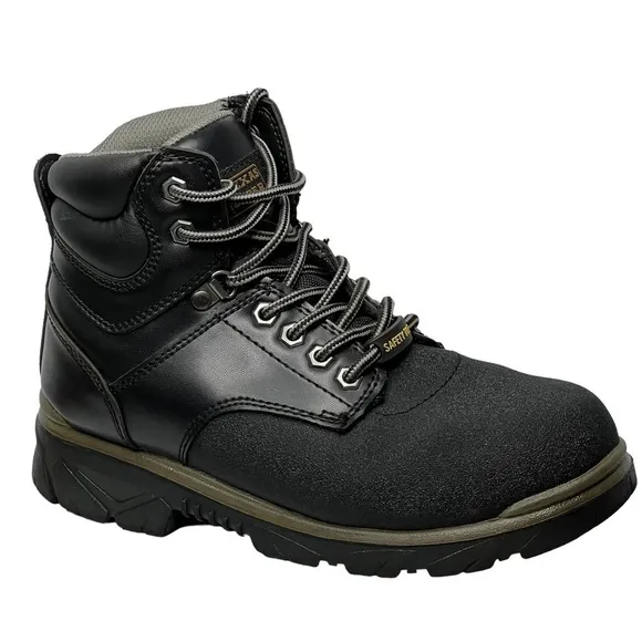 TEXAS STEER Maximus Steel Toe Black Safety Boots Men's Size 8