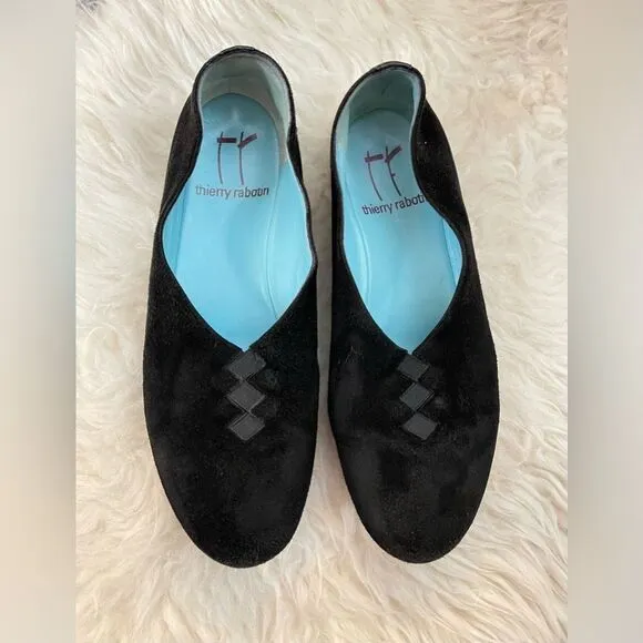 Thierry Rabotin Grace Suede Leather Flat Black 6.5-7