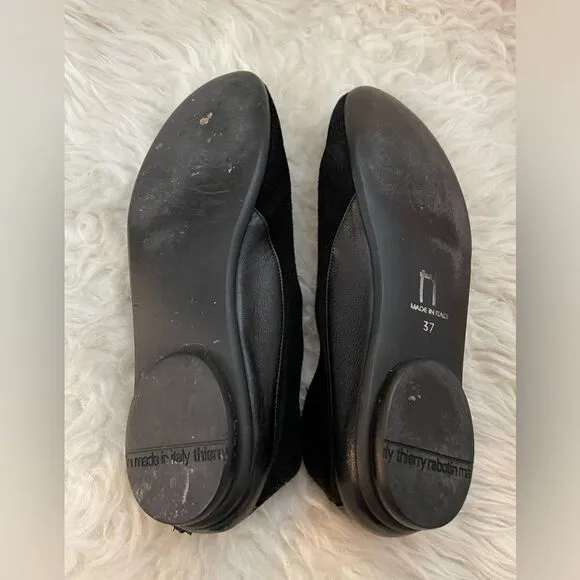Thierry Rabotin Grace Suede Leather Flat Black 6.5-7