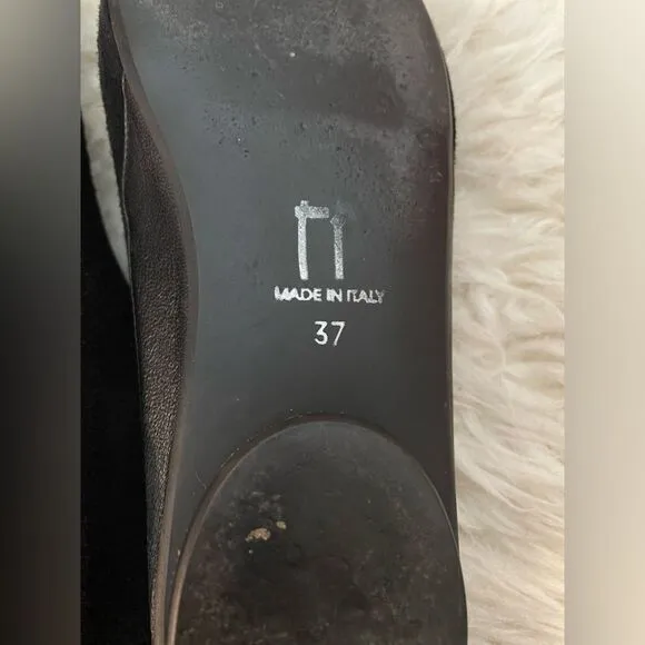 Thierry Rabotin Grace Suede Leather Flat Black 6.5-7