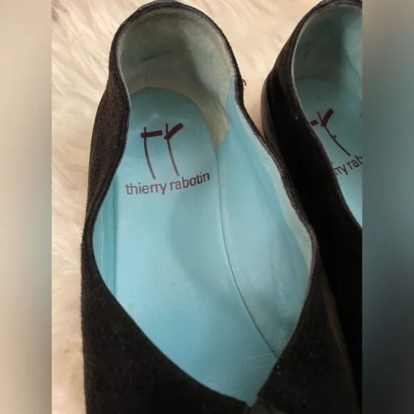 Thierry Rabotin Grace Suede Leather Flat Black 6.5-7