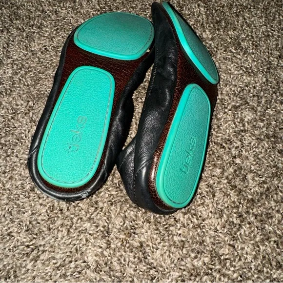 Tieks by Gavrieli Black Leather Ballet Flat Shoes Size 6