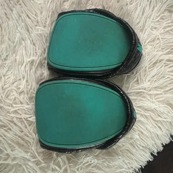 TIEKS Obsidian Black Embossed Crocodile Ballet Flat Shoes Size 8