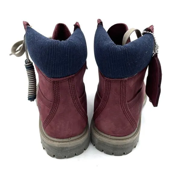 Timberland Premium 6&quot; Waterproof Boots Burgundy Leather Lace Up Sz 7 Women
