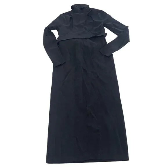Toccin x RTR Dress Womens Medium Black Knit Sweater Racer Midi Cutout Back