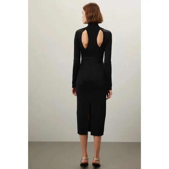 Toccin x RTR Dress Womens Medium Black Knit Sweater Racer Midi Cutout Back