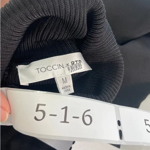 Toccin x RTR Dress Womens Medium Black Knit Sweater Racer Midi Cutout Back