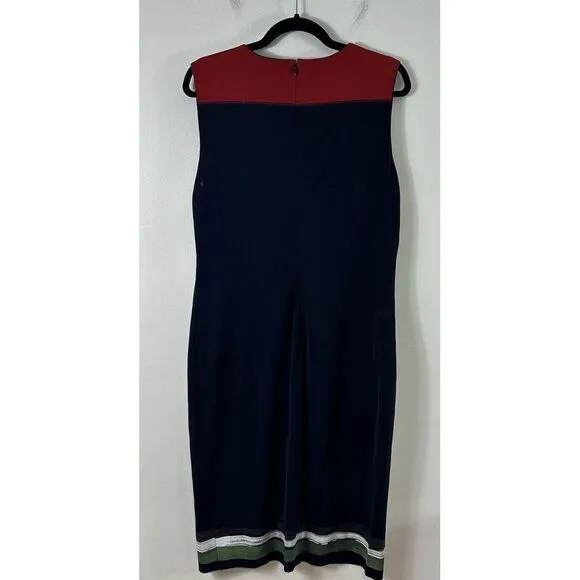 TOMAS MAIER Floral-Yoke Sleeveless Sheath Dress Blue Size 8 Casual‎ Sporty EUC