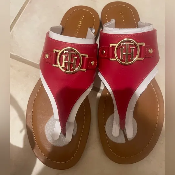 Tommy Hilfiger Red Sandals Shoes size 5.5 M
