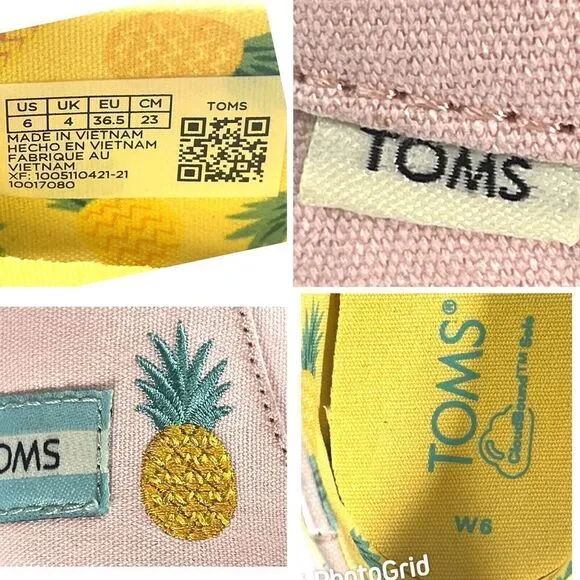 TOMS Womens Pink Embroidered Flat Shoes Size 6 US Good Vibes Alpargata  New