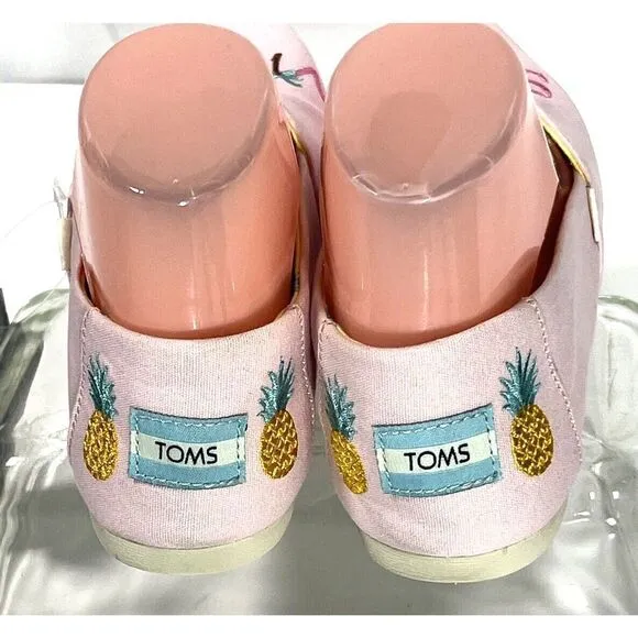 TOMS Womens Pink Embroidered Flat Shoes Size 6 US Good Vibes Alpargata  New