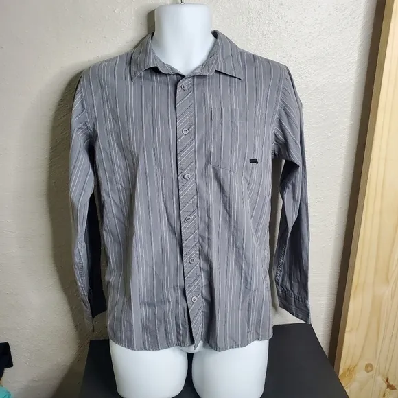 Tony Hawk Button Front Shirt Boys XL  Casual Long Sleeve Cotton Grey