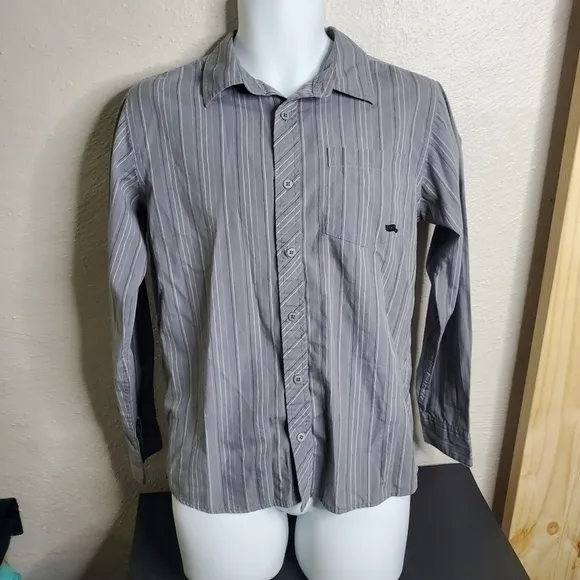 Tony Hawk Button Front Shirt Boys XL  Casual Long Sleeve Cotton Grey