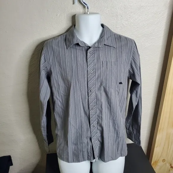 Tony Hawk Button Front Shirt Boys XL  Casual Long Sleeve Cotton Grey
