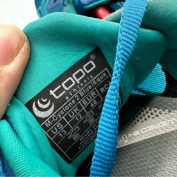 Topo Athletic Mens 13 Cyclone 2 Blue/Aqua Running Shoes Sneakers Gym Low