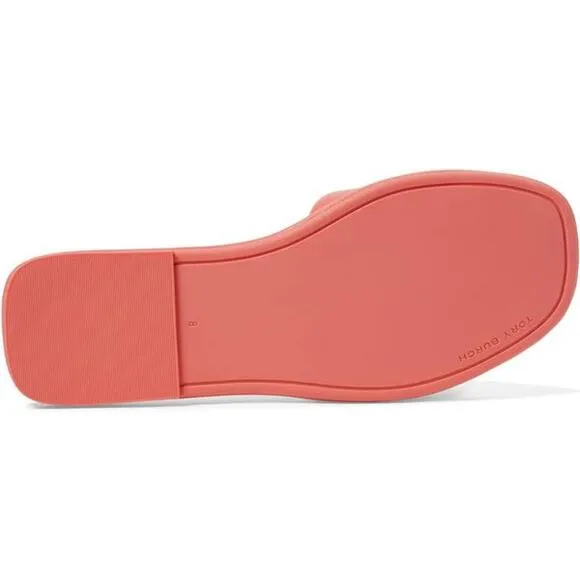 Tory Burch Double T Sport Leather Slide Coral Crush 160910. US 6.5 NEW NIB