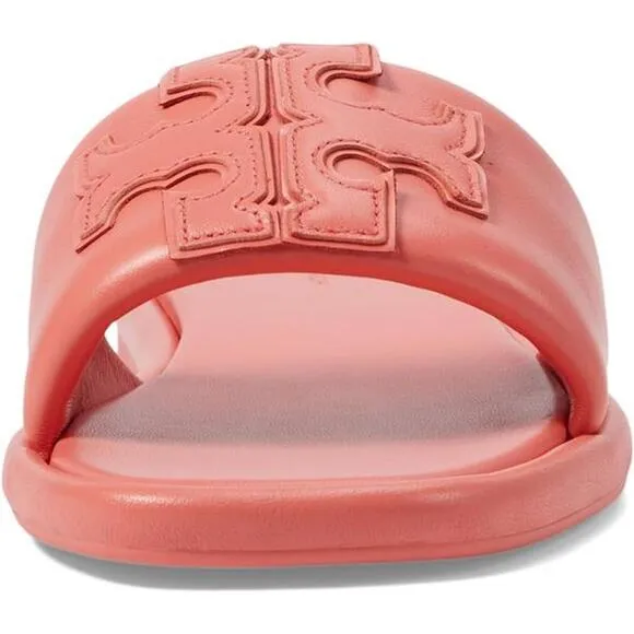 Tory Burch Double T Sport Leather Slide Coral Crush 160910. US 6.5 NEW NIB