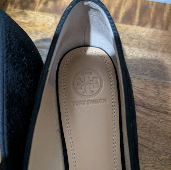 Tory Burch Esme Black Suede Rhinestones Flat Shoes-sz9.5  ~Stylish