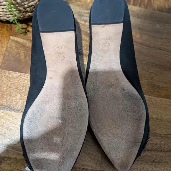Tory Burch Esme Black Suede Rhinestones Flat Shoes-sz9.5  ~Stylish