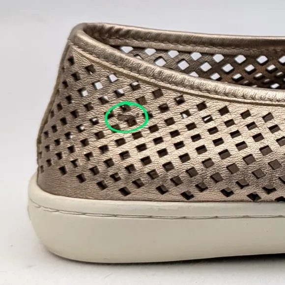 Tory Burch Jesse Perforated Slip On Sneakers Gold Metallic Leather Sporty 9.5