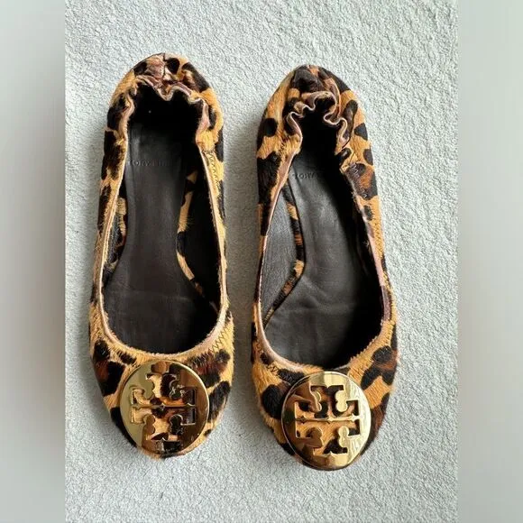 Tory Burch Leopard Ballerina Ballet‎ Flat Women Shoes Size 5M loafers