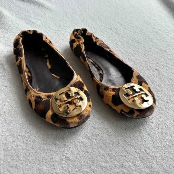 Tory Burch Leopard Ballerina Ballet‎ Flat Women Shoes Size 5M loafers
