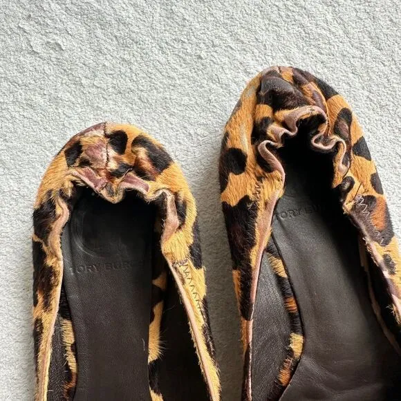 Tory Burch Leopard Ballerina Ballet‎ Flat Women Shoes Size 5M loafers