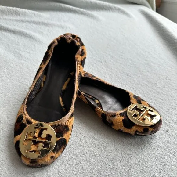 Tory Burch Leopard Ballerina Ballet‎ Flat Women Shoes Size 5M loafers