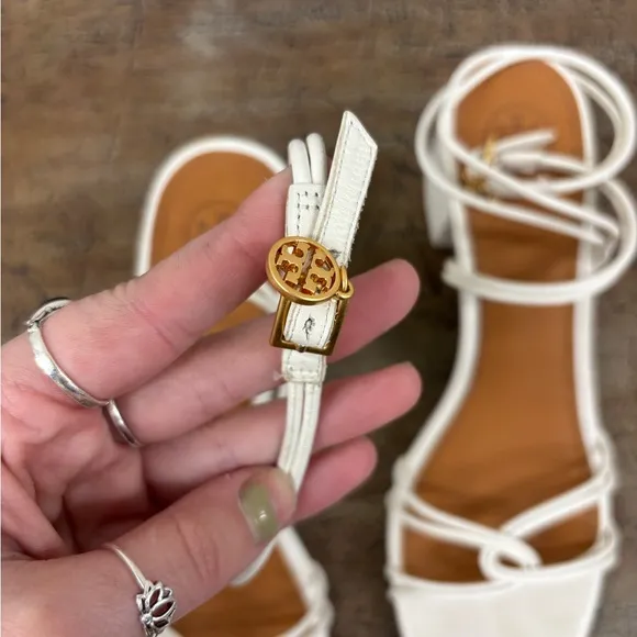 Tory Burch Mini Benton Knotted Strap Leather Block Heel Sandals