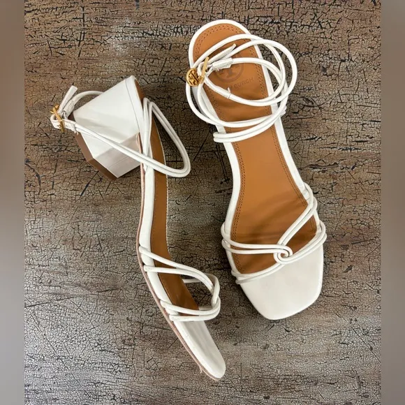Tory Burch Mini Benton Knotted Strap Leather Block Heel Sandals