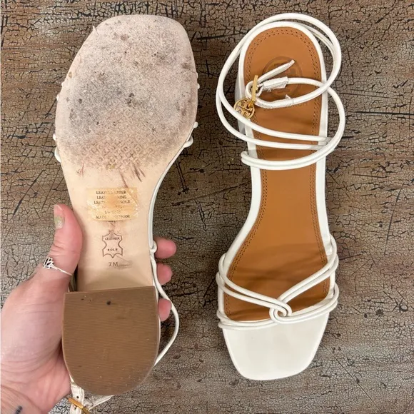 Tory Burch Mini Benton Knotted Strap Leather Block Heel Sandals