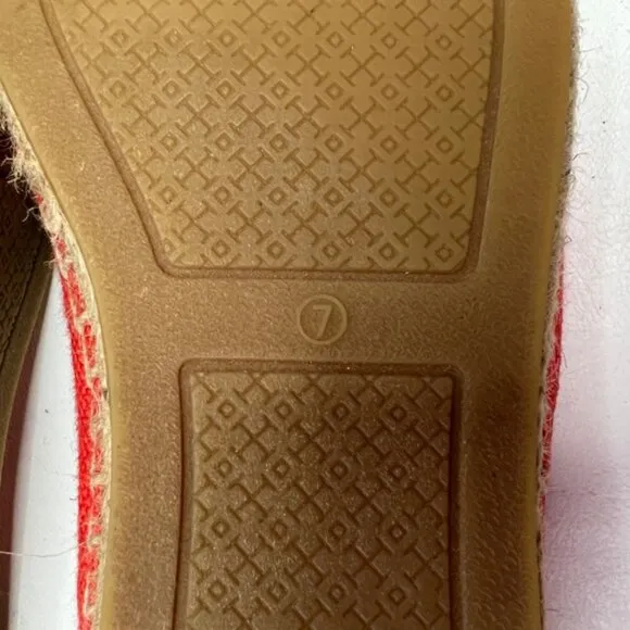 TORY BURCH Samba Gold Calf Hair Espadrille-Linen Metallic Mestico Shoes Sz 7