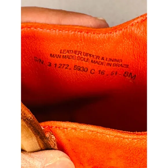 Tory Burch Sandals Orange Leather Ankle Strap flat Heel Shoes Size 8M