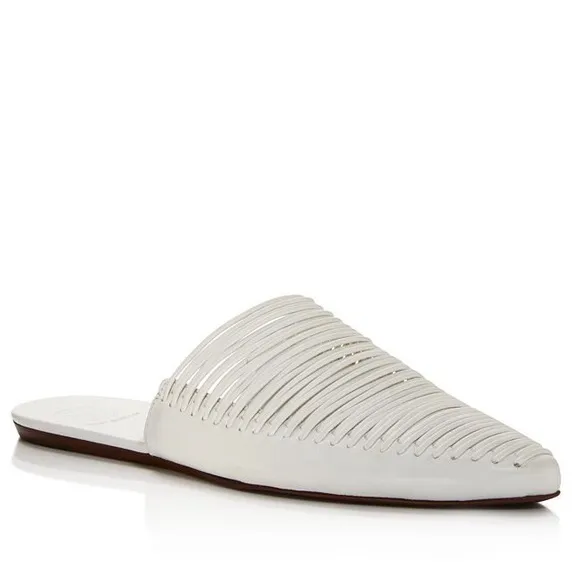 TORY BURCH Sienna Flat Slide White Backless Mule/Sandal