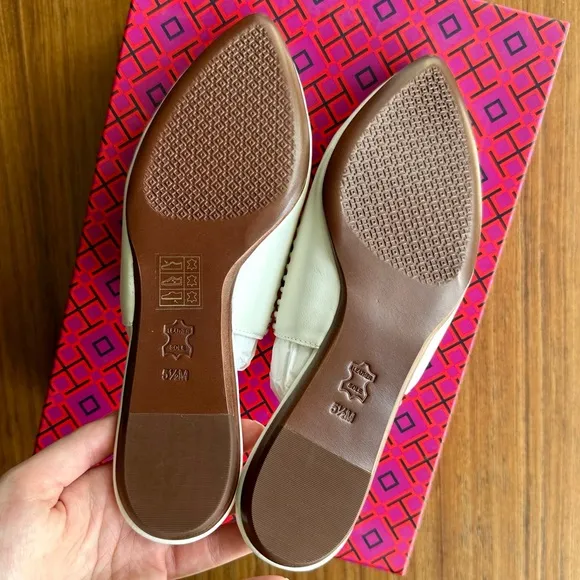 TORY BURCH Sienna Flat Slide White Backless Mule/Sandal