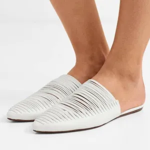 TORY BURCH Sienna Flat Slide White Backless Mule/Sandal