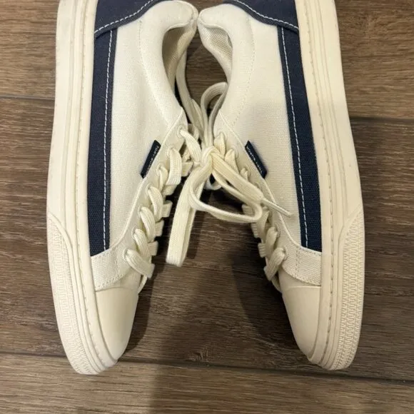 Tory Burch Sport Canvas Court Shoes, Cream and Navy, Size 6.5, Logo, Designer