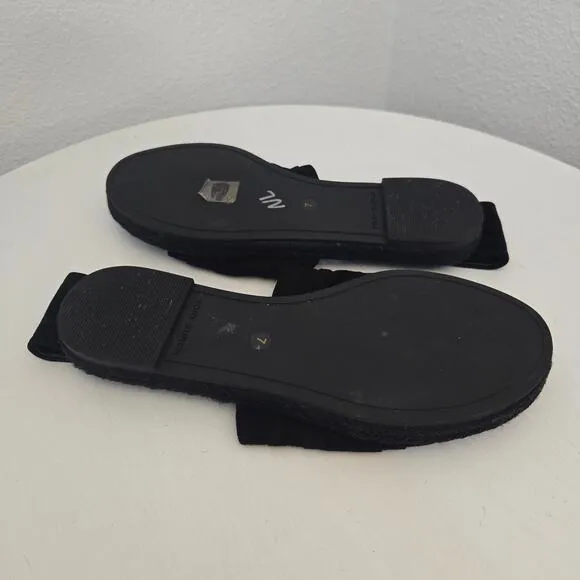 Tory Burch Women's Black Suede Leather Slingback Espadrille Sandals Size 7