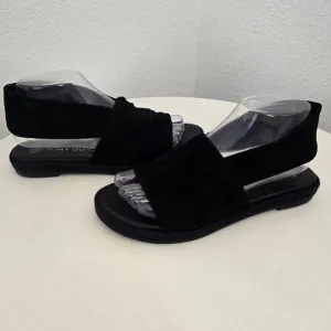 Tory Burch Women's Black Suede Leather Slingback Espadrille Sandals Size 7