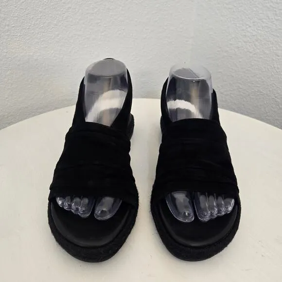 Tory Burch Women's Black Suede Leather Slingback Espadrille Sandals Size 7