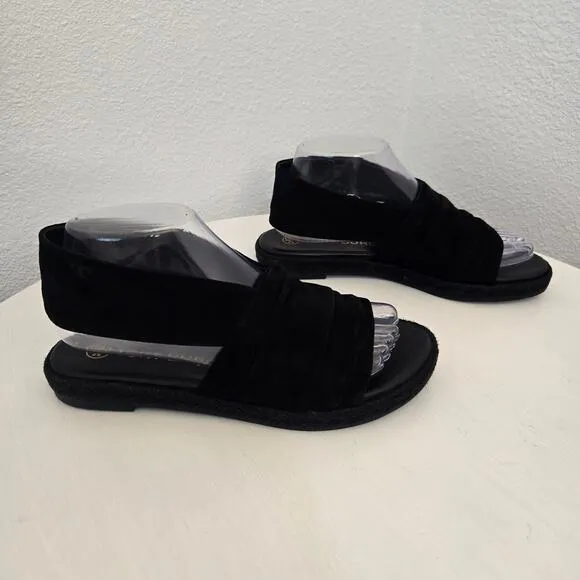 Tory Burch Women's Black Suede Leather Slingback Espadrille Sandals Size 7