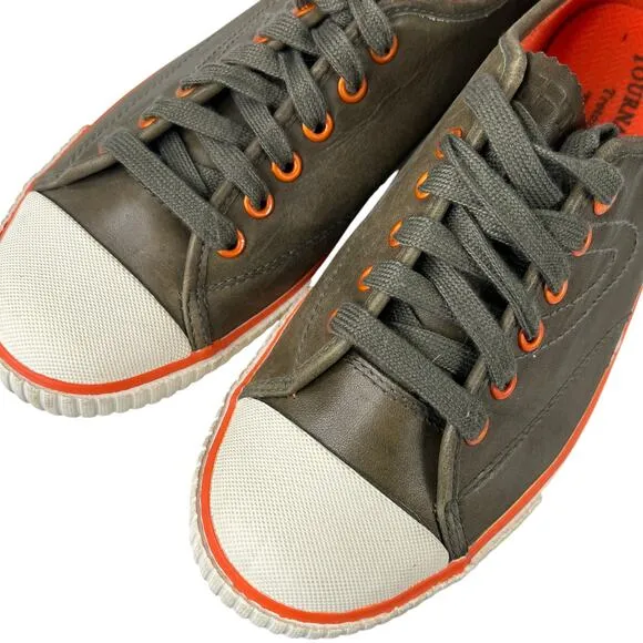 Tretorn Tournament Mens Leather Sneakers Lace Up Low Tops Green Size 8 UK 7