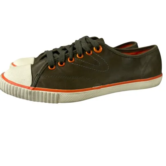 Tretorn Tournament Mens Leather Sneakers Lace Up Low Tops Green Size 8 UK 7