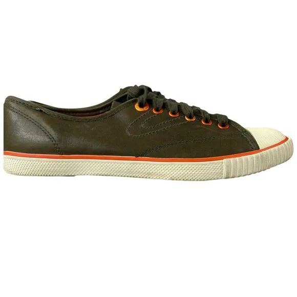 Tretorn Tournament Mens Leather Sneakers Lace Up Low Tops Green Size 8 UK 7